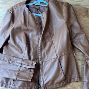 Faux leather jacket from Ann Taylor LOFT; size large; zipper front